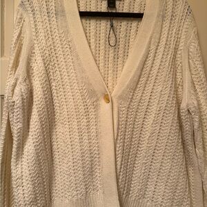 St. John White Textured Cardigan